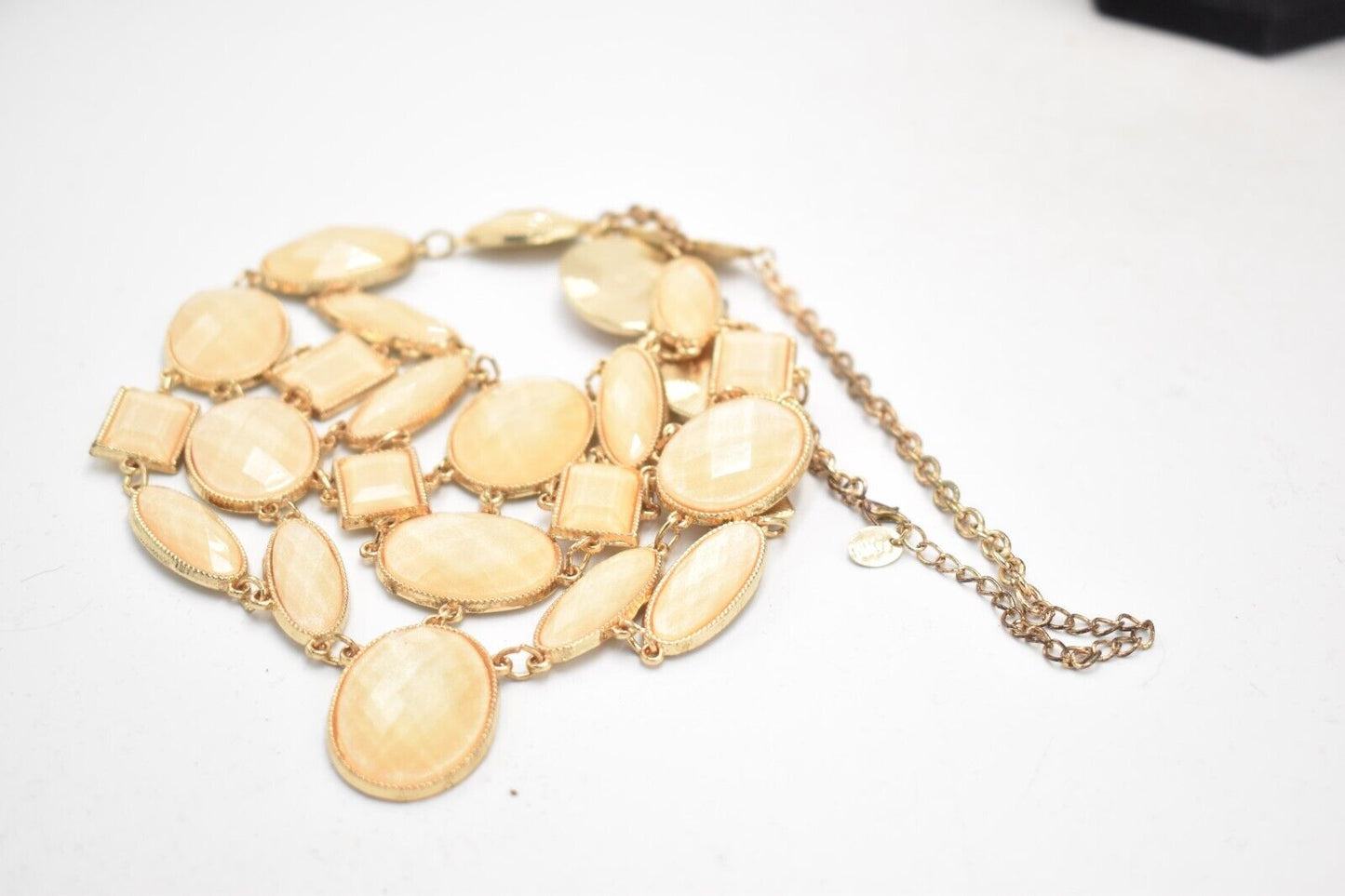 Vintage Equip Oversized Choker Necklace Cream and Gold Tone Statement Piece