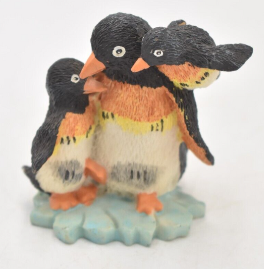 Vintage Penguin Mum and Babies Figurine Statue Ornament Resin