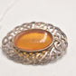 Vintage Oval Baltic Amber Brooch in Silver Coloured Setting