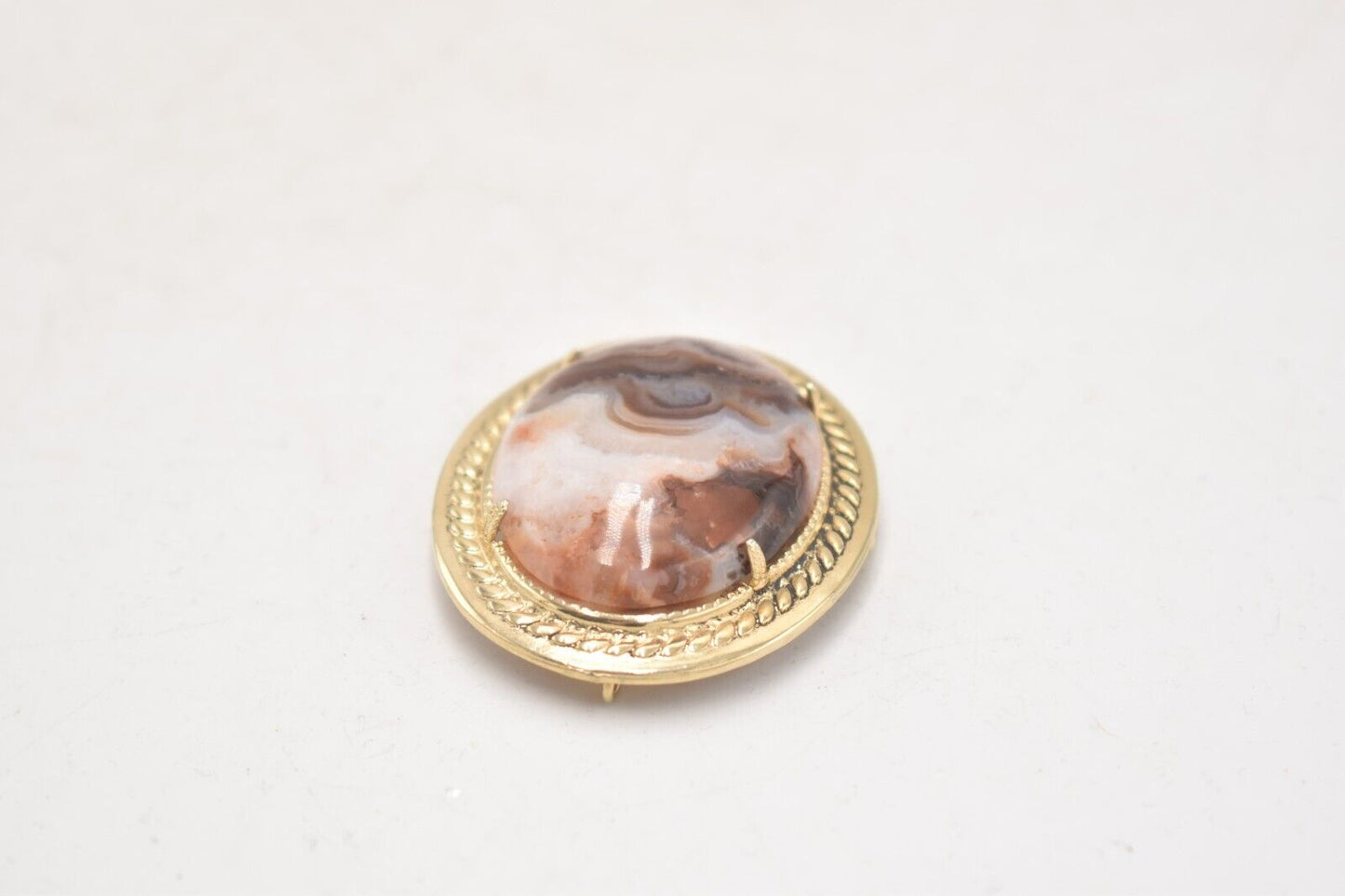 Vintage Agate Oval Stone Brooch, Costume Jewellery Ladies Womens