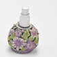 Vintage Glass Perfume Bottle with Enamel Floral Design