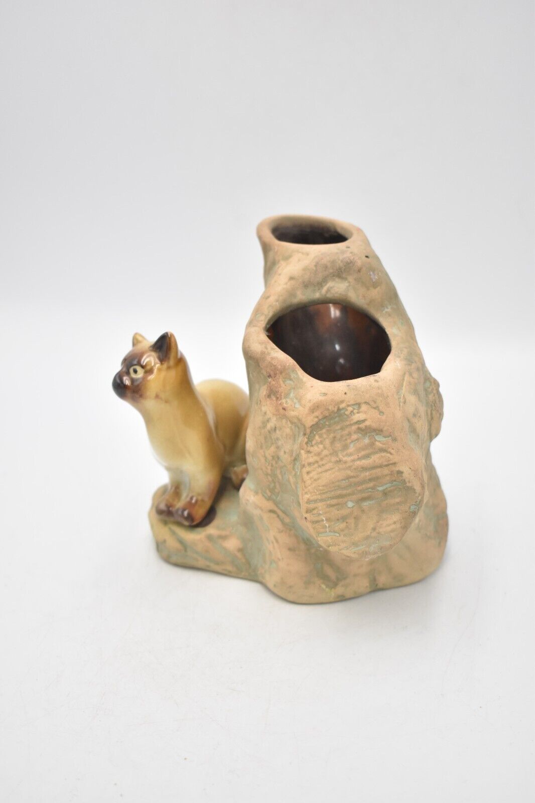 Vintage Siamese Cat Vase Ceramic