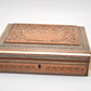 Vintage Hand Carved Wooden Trinket Box with Mother of Pearl Inlay