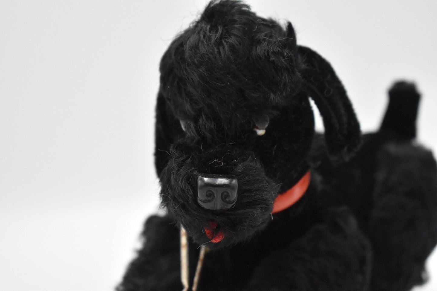 Vintage Hermann Poodle Black Mohair Jointed, Glass Eyes Dog Teddy Bear