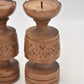 Vintage Rustic Set of 2 Wooden Tealight Holders Handcarved Decorative