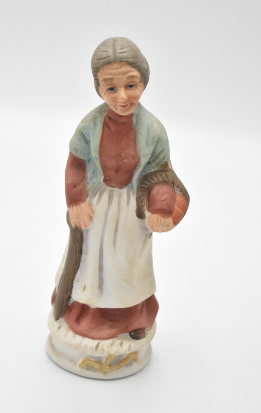 Vintage Old Lady Figurine Statue Ornament Ceramic