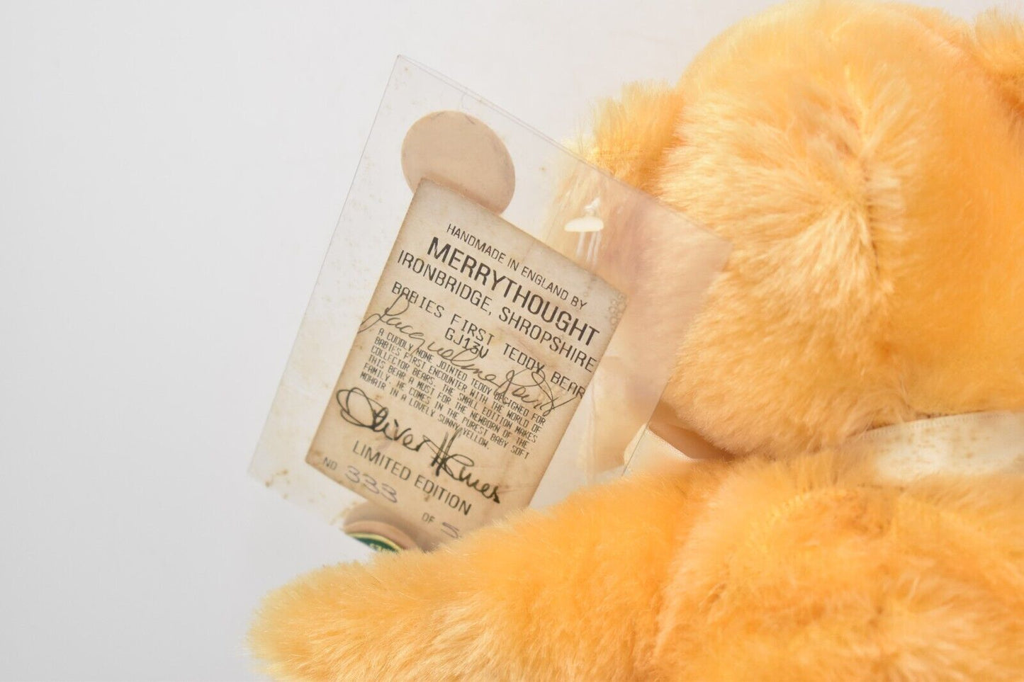 Merrythought Babies First Teddy Bear Mohair Limited Edition Retired Signed Tag