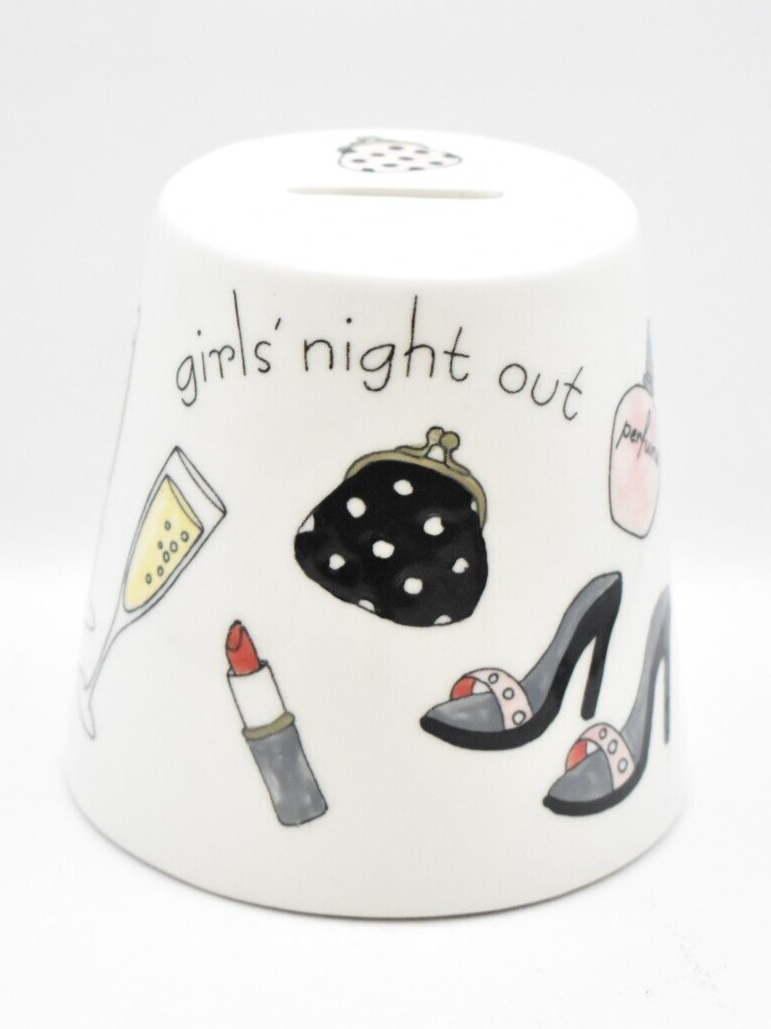 Vintage Girl's Night Out Ceramic Money Box Piggy Bank Coin Bank