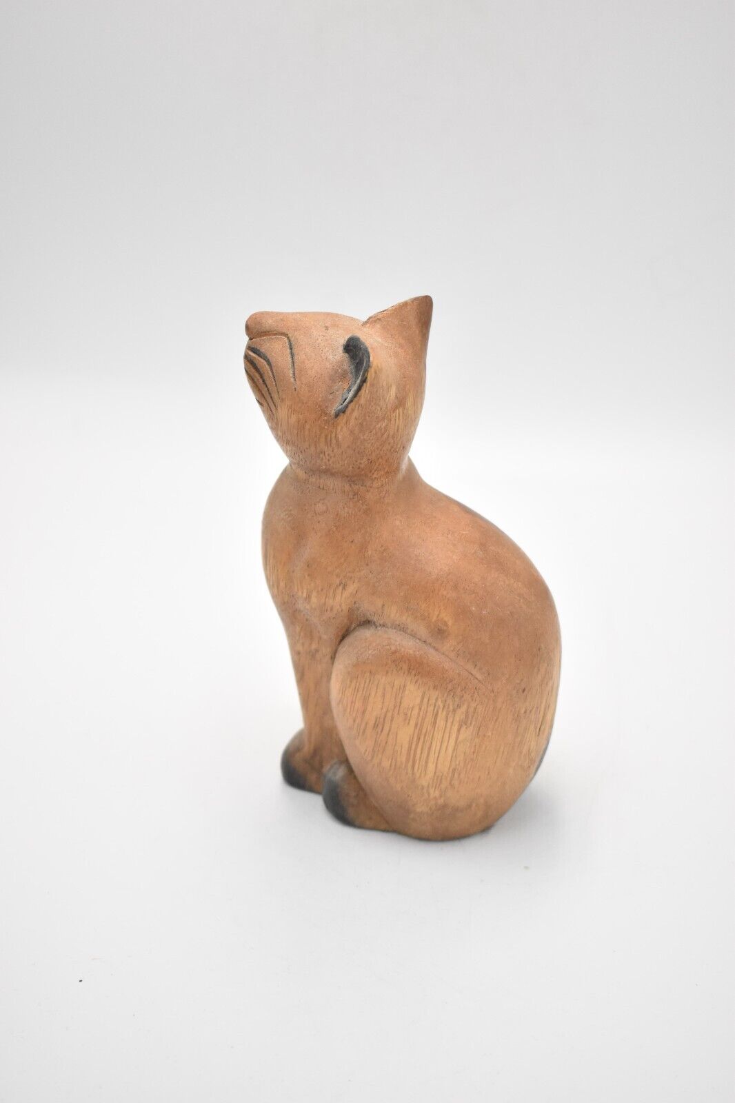 Vintage Wooden Cat Figurine Statue Ornament