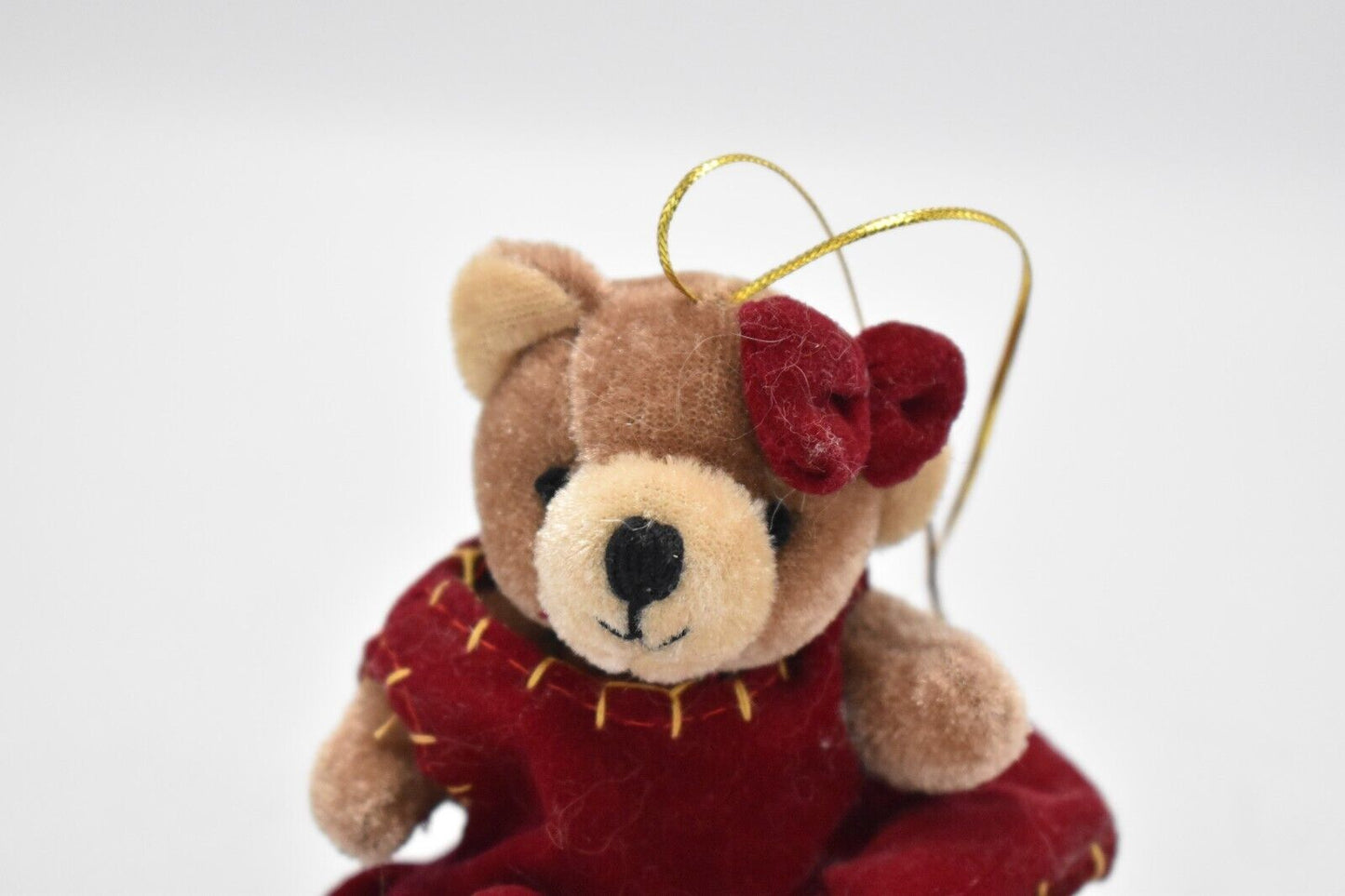 Vintage Artist Teddy Bear in a Dress Mini Plush Ornament/ Decoration