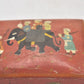 Vintage Handmade Wooden Box with Elephant Scene Storage Box/ Trinket Box