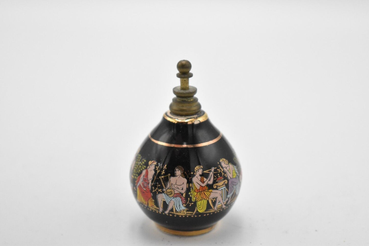 Vintage Painted Enamel Solid Small Decorative Perfume Bottle Greek Mythology