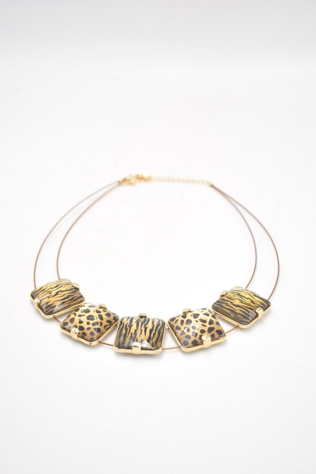 Vintage Retro Choker Necklace with Animal Print Pendants Costume Jewellery