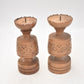 Vintage Rustic Set of 2 Wooden Tealight Holders Handcarved Decorative