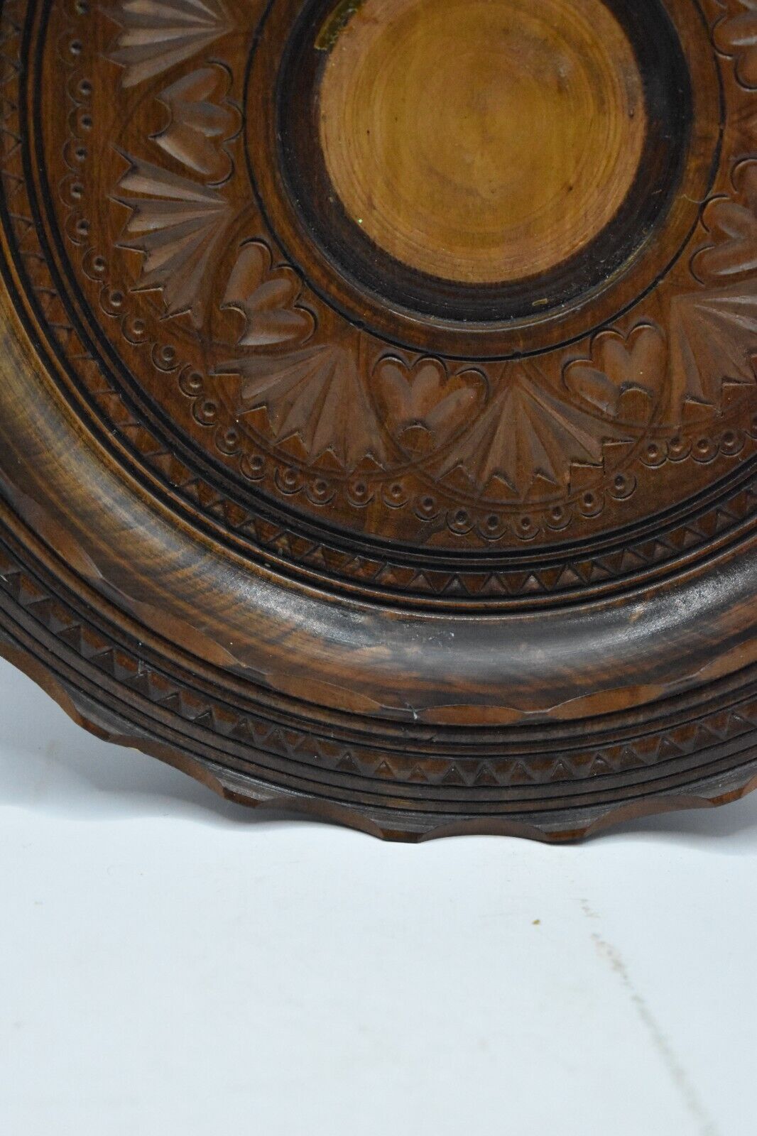 Vintage Hand Carved Wooden Bowl Retro Rustic Wood Plate Trinket Dish Key Tidy