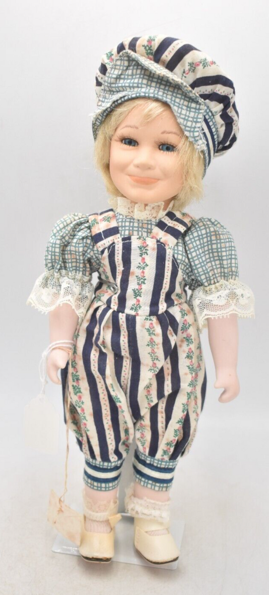 Vintage SFK Porcelain Doll Blonde Hair, Blue Eyes and Dungarees