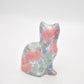 Park Rose Ceramic Cat Ornament Bridlington Pottery Blue Green Pink Floral