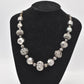 Vintage Retro Oversized Grey & Silver Tone Beaded Necklace Costume Jewellery