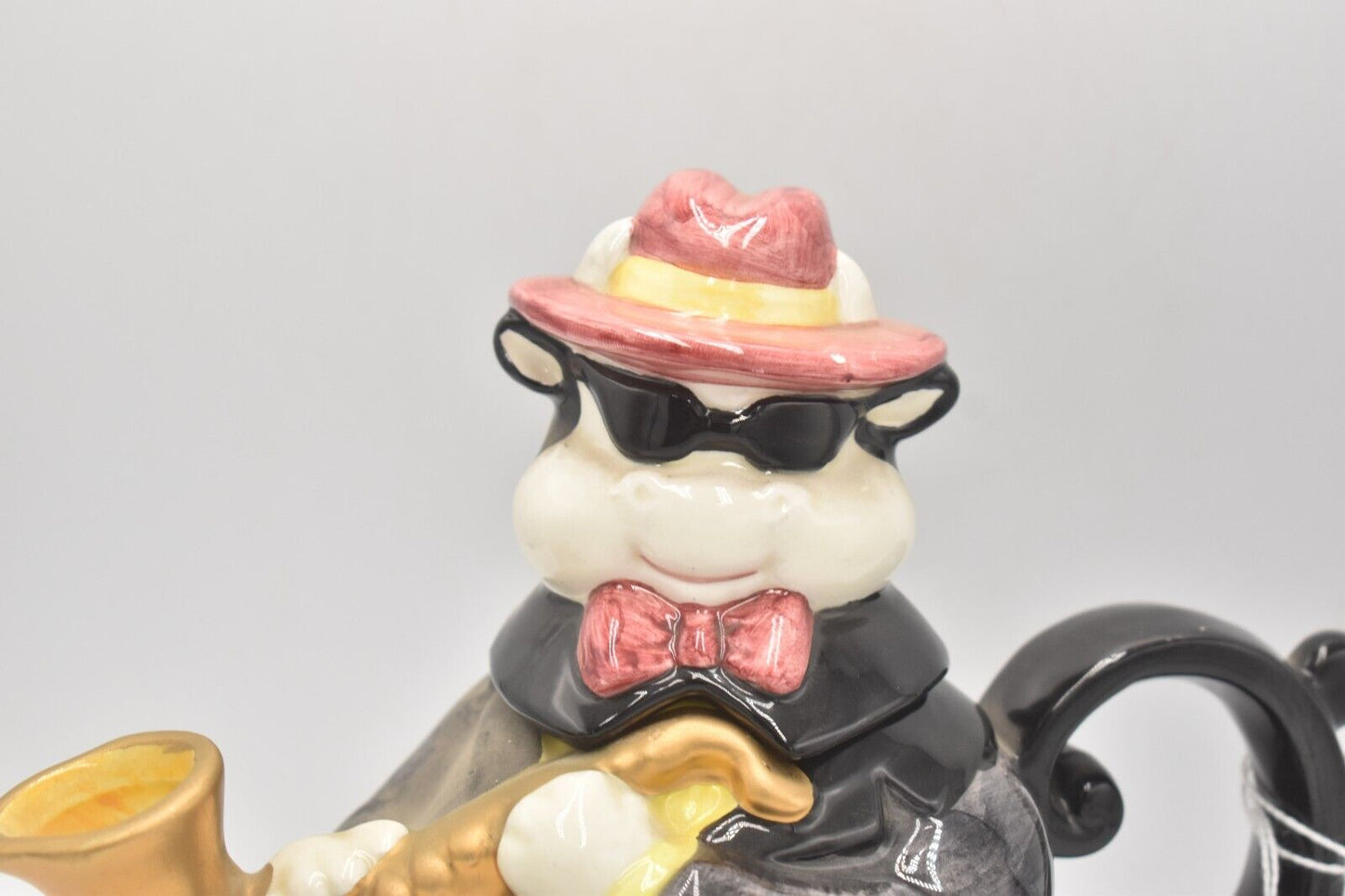 Vintage 1993 Fitz & Floyd Omnibus Saxophone Playing Cow Teapot Decorative