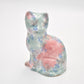 Park Rose Ceramic Cat Ornament Bridlington Pottery Blue Green Pink Floral