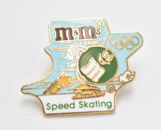 M&M's Olympic Speed Skating Green Character Pin Badge