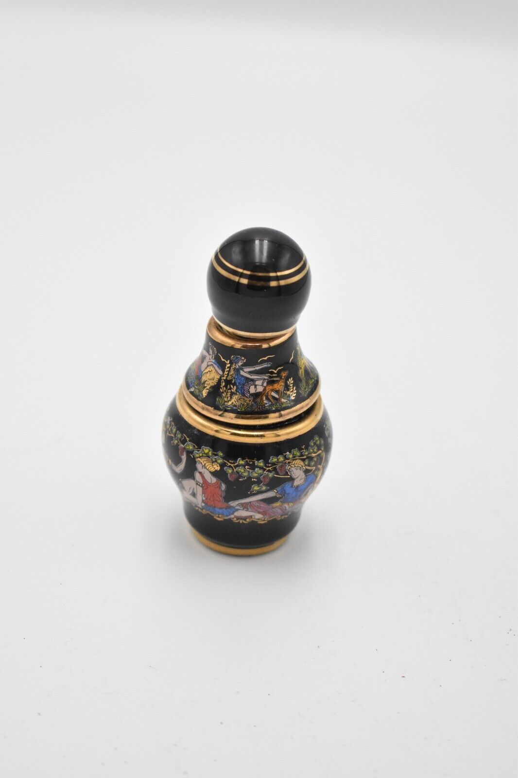 Vintage Painted Enamel Decorative Perfume Bottle Greek Mythology