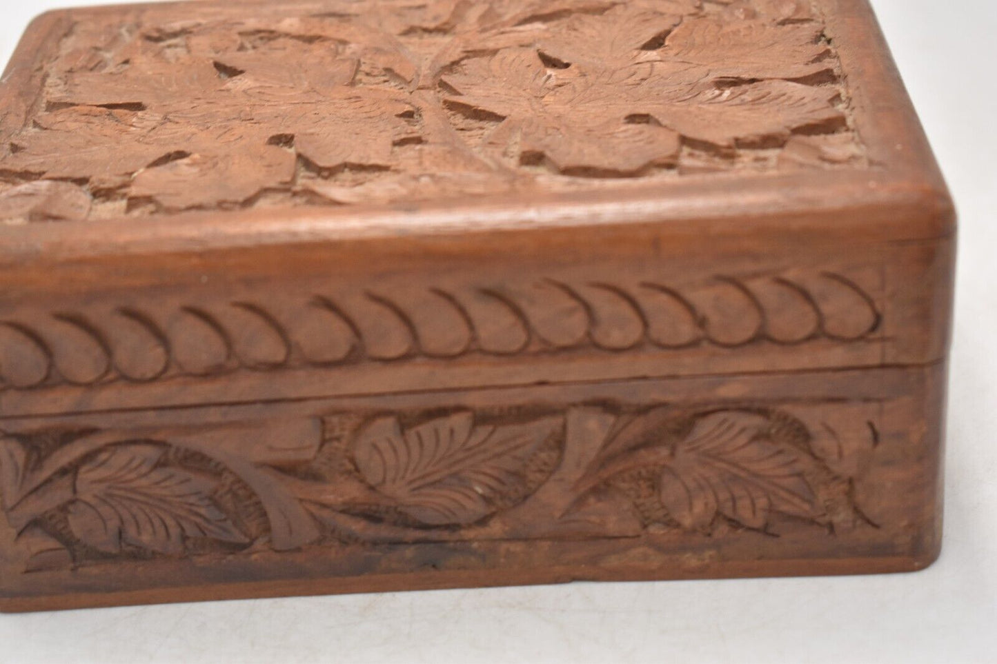 Vintage Wooden Decorative Storage Box, Trinket Box Hand Carved