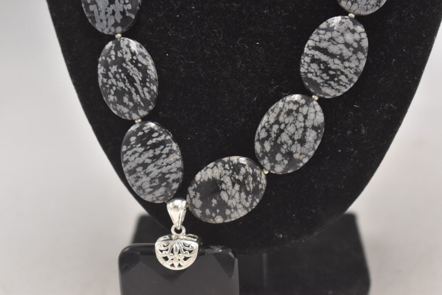 Carolyn Pollack Sterling Silver Snowflake Obsidian Necklace South Western