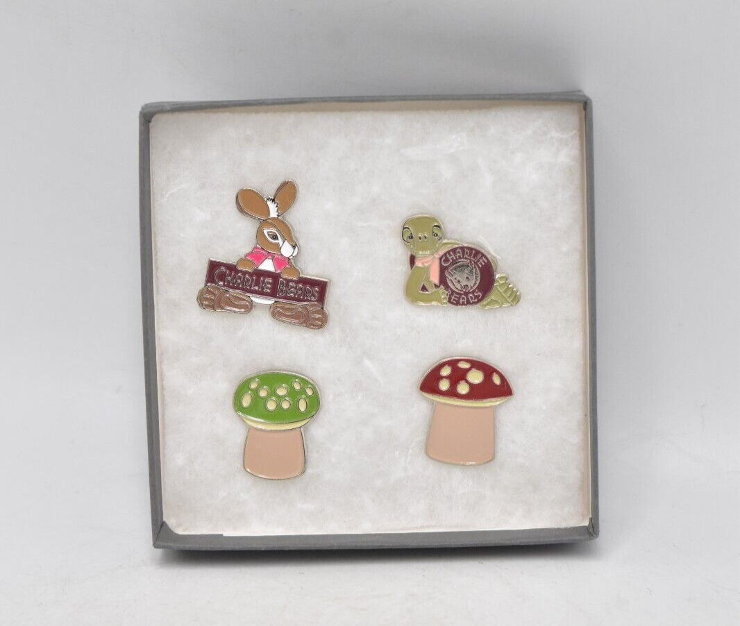 Charlie Bears Slow Coach & Speedy Pin Badges Box Set Limited Edition