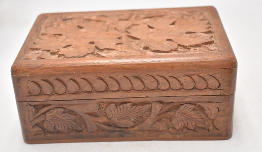 Vintage Wooden Decorative Storage Box, Trinket Box Hand Carved