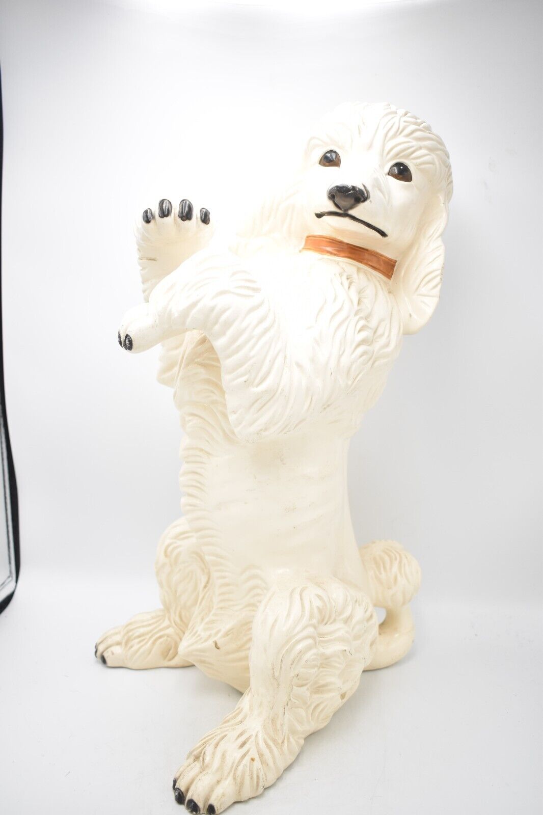 Vintage White Poodle Dog Figurine Statue Ornament Large Life Like Ceramic 44cm