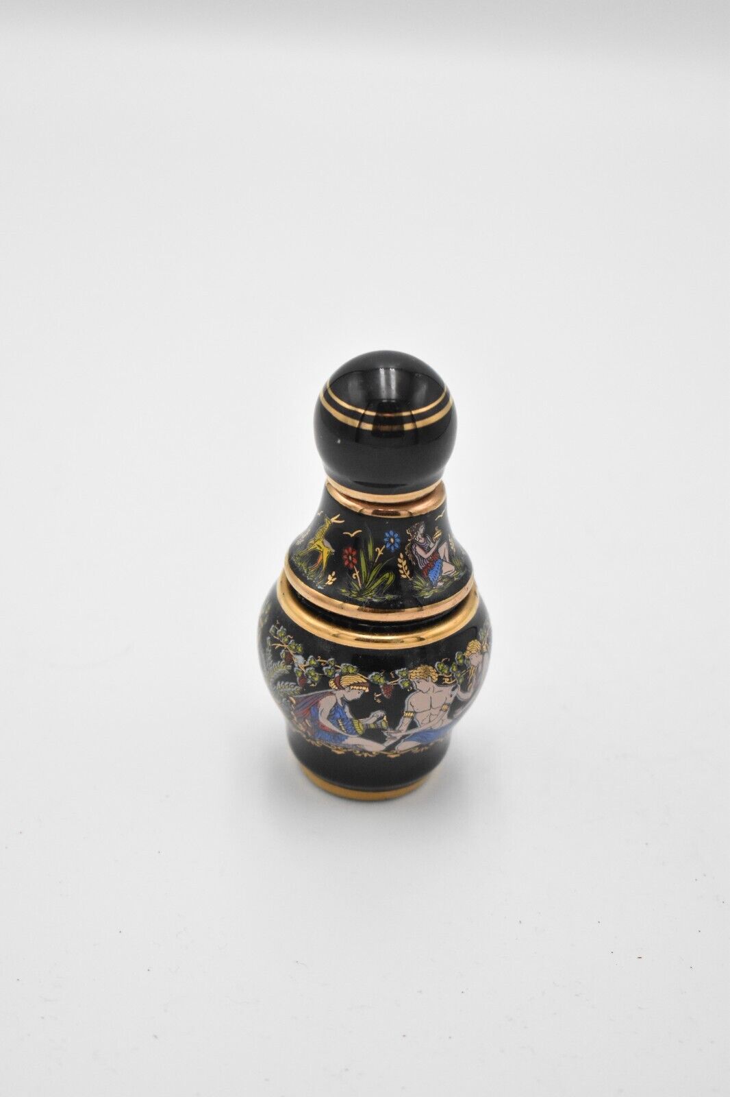 Vintage Painted Enamel Decorative Perfume Bottle Greek Mythology