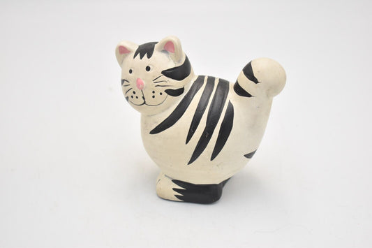 Vintage Black and White Fat Cat Figurine Statue Ornament