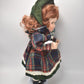 Vintage Porcelain Doll with Ginger Hair, Green Eyes & Tartan Dress (30cm)