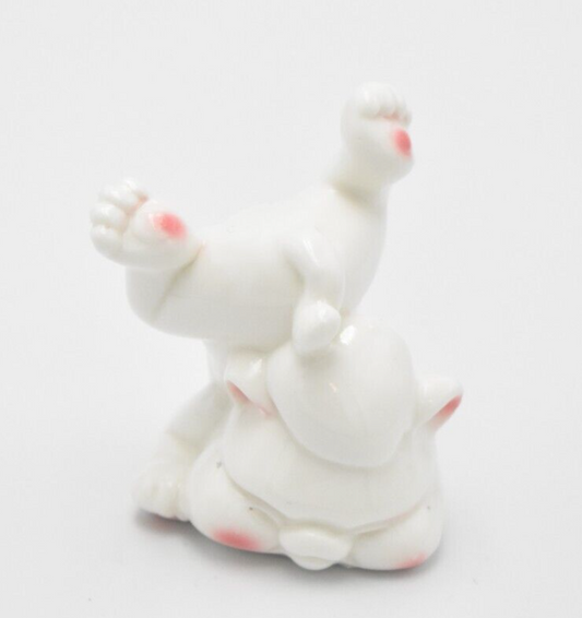 Vintage White Ceramic Handstand Cat Figurine Statue Ornament