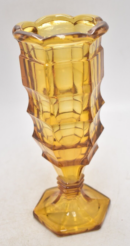 Vintage Art Deco Art Glass Amber Vase 11.5m