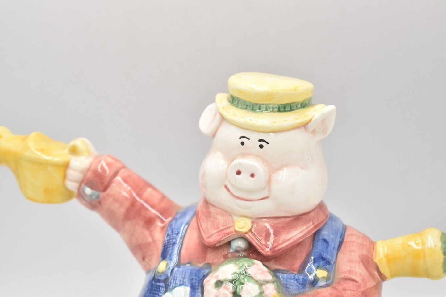 Vintage OCI Omnibus Gardening Pig Teapot Novelty Decorative Collectible