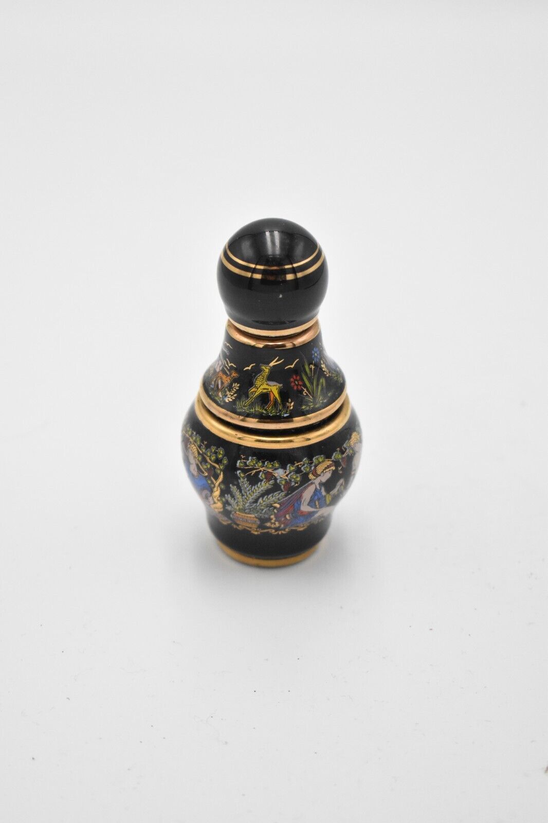 Vintage Painted Enamel Decorative Perfume Bottle Greek Mythology