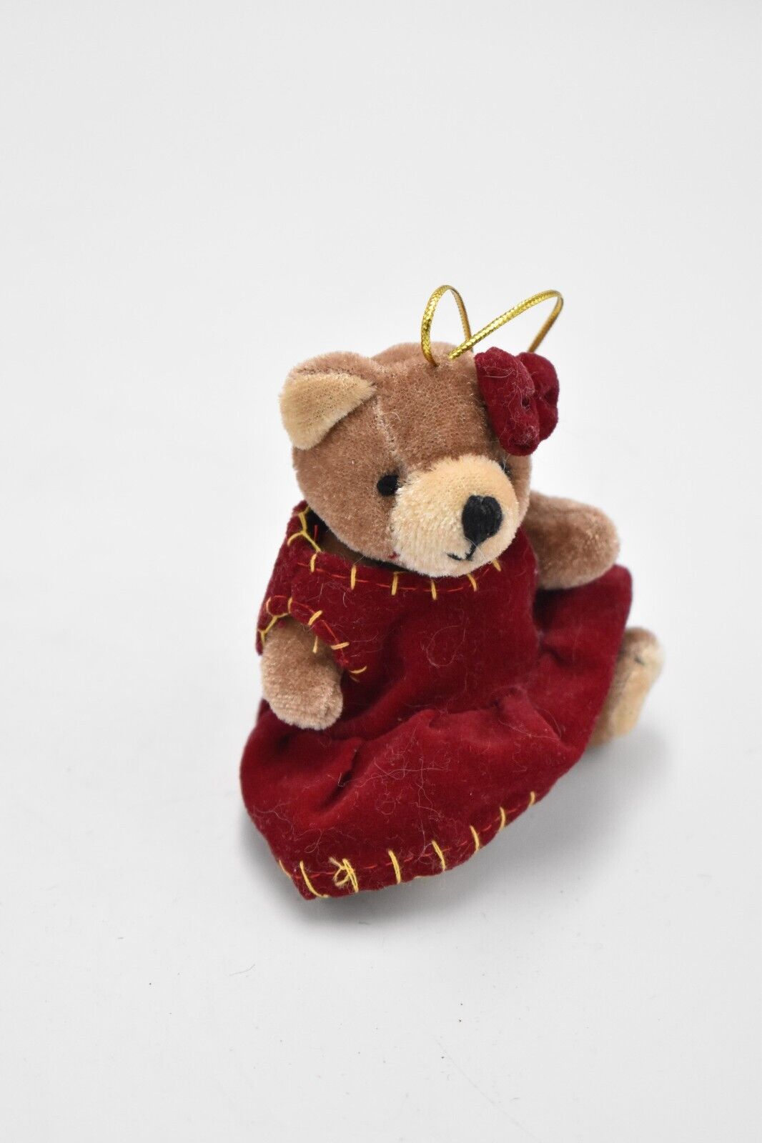 Vintage Artist Teddy Bear in a Dress Mini Plush Ornament/ Decoration