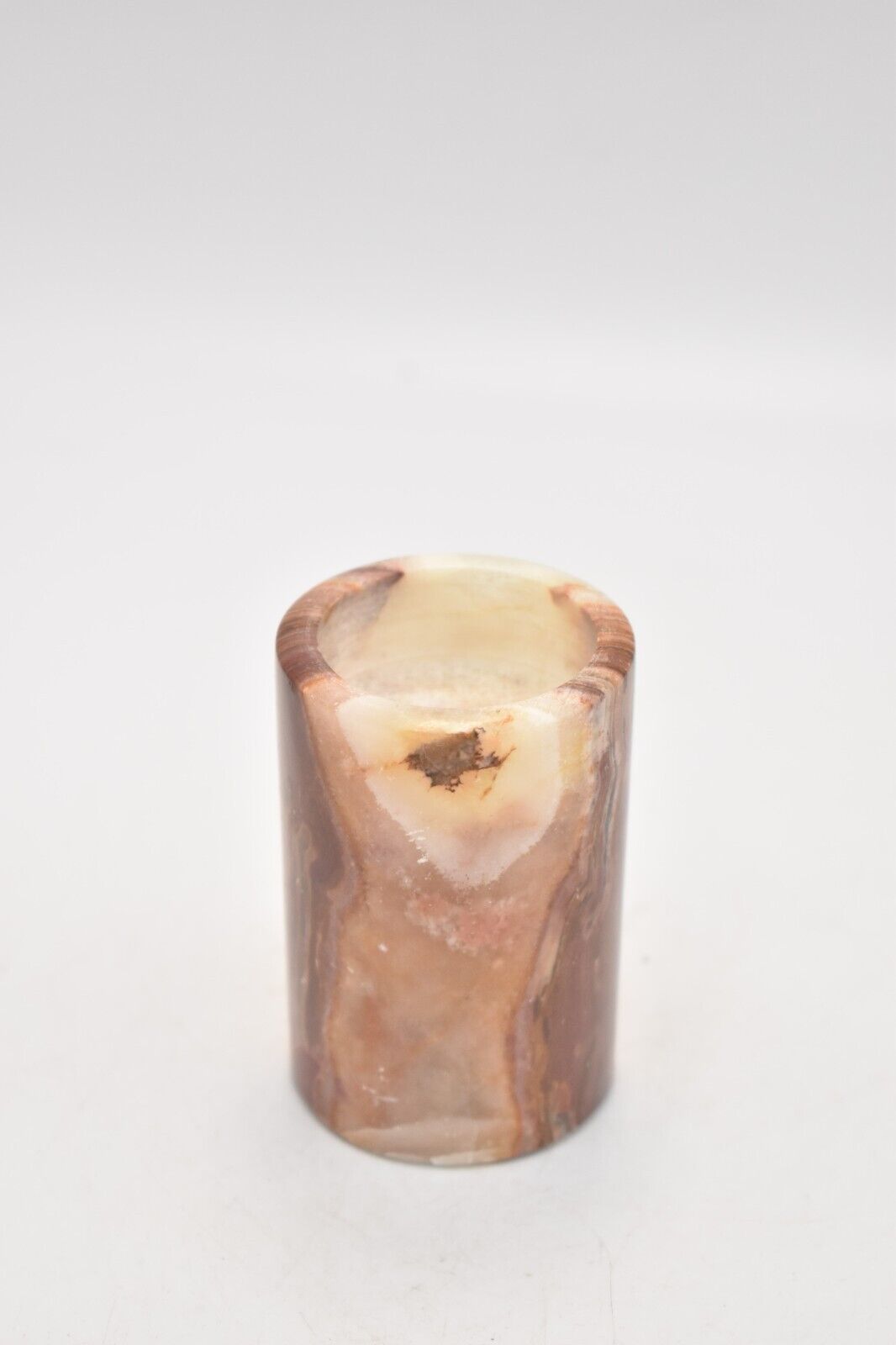 Vintage Onyx Marble Tea Lighter Holder Red, Brown and Cream