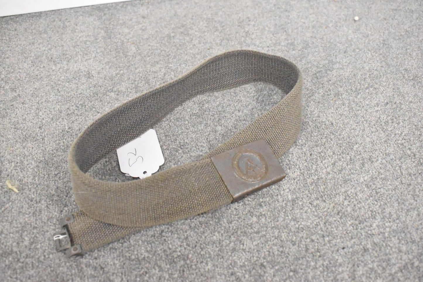 East German NVA Heavy Duty Military Webbing Belt – Grey DDR Metal Buckle