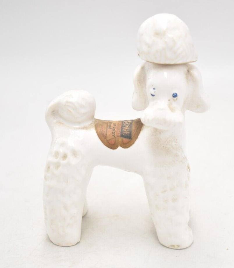 Vintage Rynbende Pottery White Poodle Dog Bottle Cherry Brandy Holland Ceramic