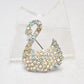 Vintage Swan Rhinestone Diamante Brooch – Ladies Costume Jewellery