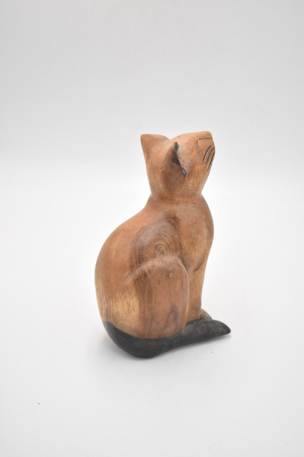 Vintage Wooden Cat Figurine Statue Ornament