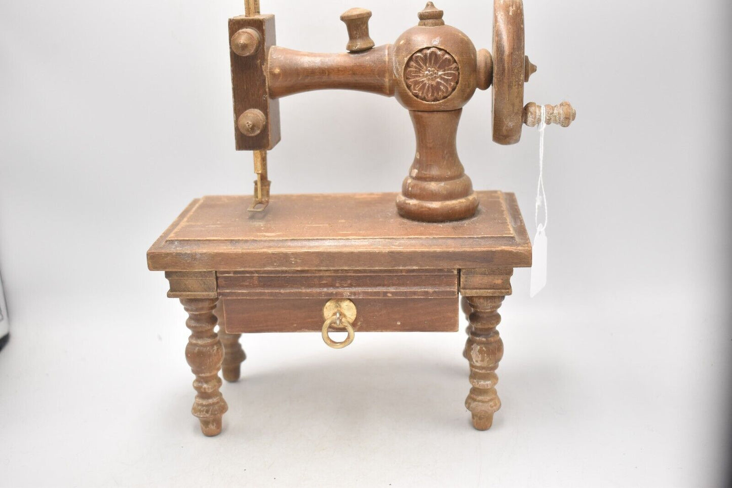 Vintage Wooden Toy Sewing Machine Display Piece