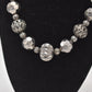 Vintage Retro Oversized Grey & Silver Tone Beaded Necklace Costume Jewellery