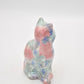 Park Rose Ceramic Cat Ornament Bridlington Pottery Blue Green Pink Floral