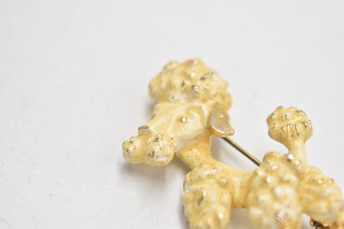 Vintage Poodle Dog Cream and Gold Brooch - Women's Jewellery