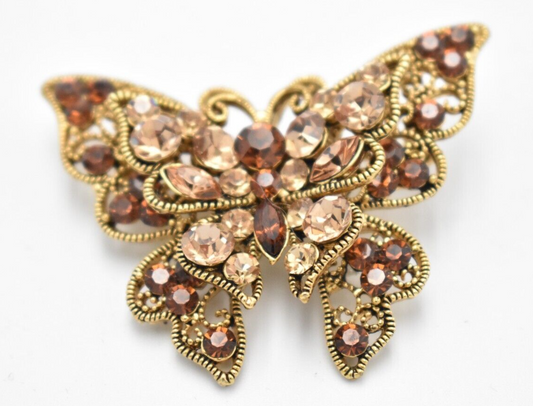 Vintage Butterfly Brooch Rhinestone Brooch Ladies Brooch