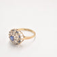 Vintage 9ct Yellow Gold Sapphire & Cubic Zirconia Cluster Cocktail Ring – Size P